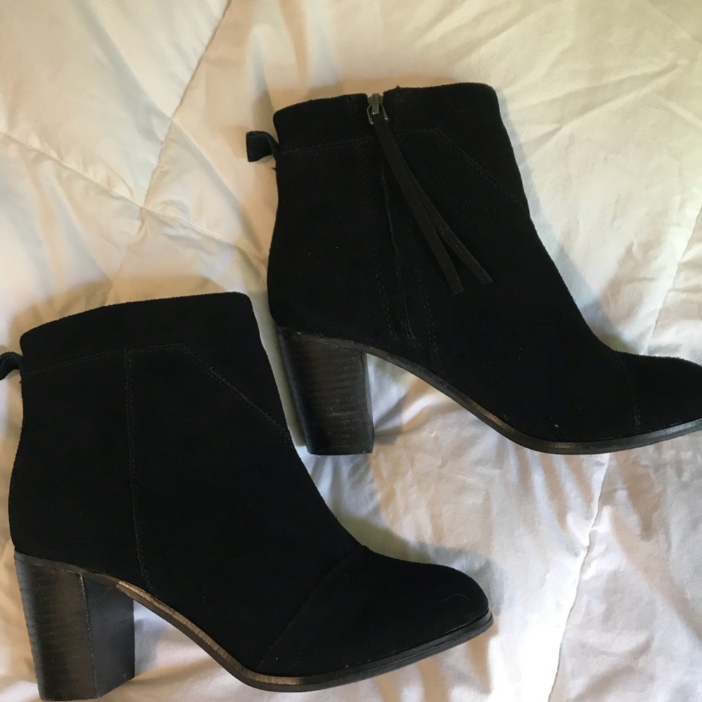Tom’s Black Suede Ankle Bootie
